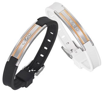 Rail duet bracelet negative ions are stimulating the overall well-being, trendy Ion Energizer Magnetic bio health plus bracelets made of specially processed soft silicon rubber titanium tourmaline and ceramic characteristics attract Negative Ions to your body to help achieve enhanced ion balance 