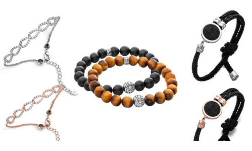 Lunavit Magnet Achat Tigeraug Perlen Armband, Aroma-Diffuser Duft Fionda Armband, LadyLine Rosegold Silber Swarovski Elemente, trendige unisex Wohlfühlarmband  kombiniert Germanium und Magnet Inserts